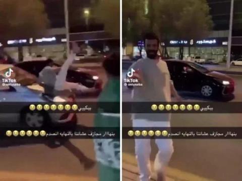 الفيديو كامل لحظة تصادم شاب سعودي مع سيارة وهو