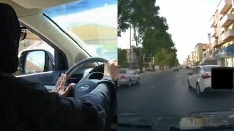 مشاجرة حادة بين فتاة سعودية وقائد سيارة اجنبي