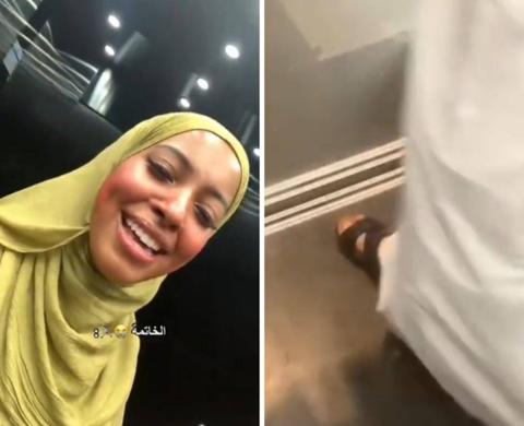 شاهد: فتاة سعودية تغني بأحد المصاعد تتفاجا بـ