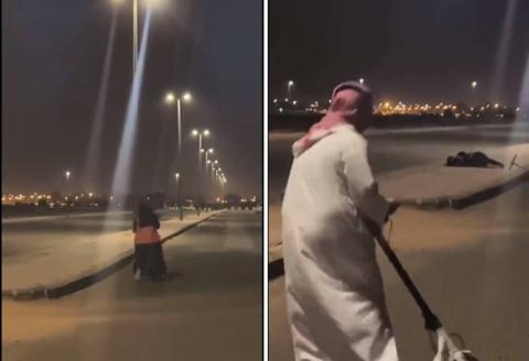 شاهد ردة فعل شاب سعودي أثناء سقوط فتاة على الأرض